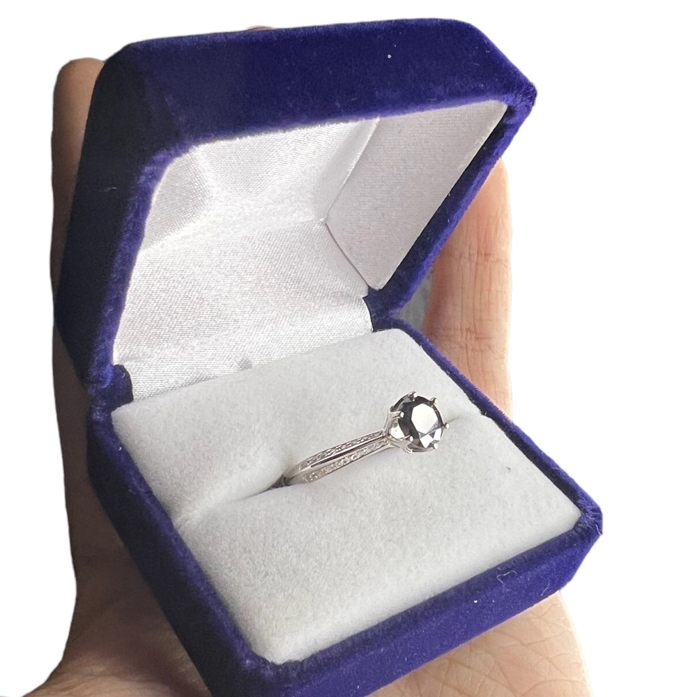 Sterling silver and black diamond & white diamond ring size 7.5